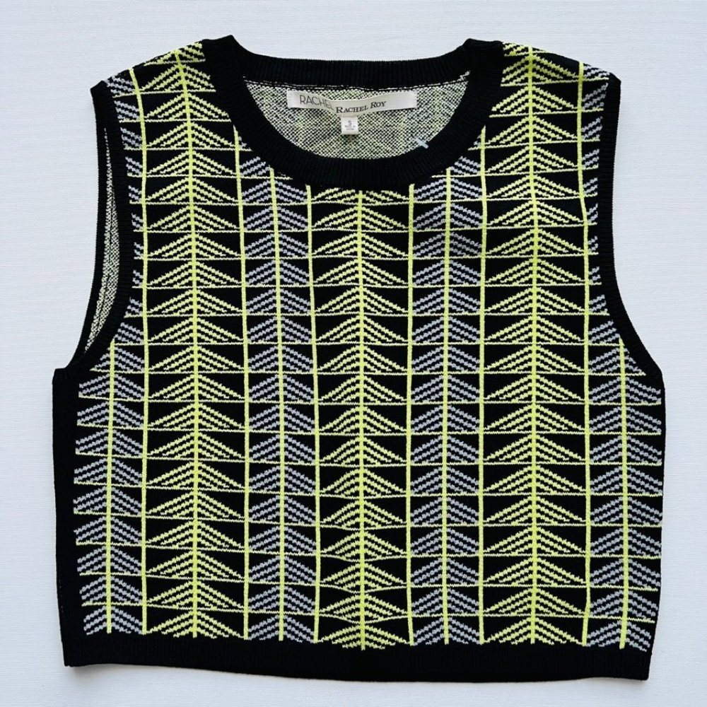 RACHEL Rachel Roy Tank Print Fitted Crop Tank ( S )